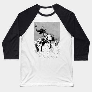 Rodeo Taming Horse Western Cowboy Retro Comic Baseball T-Shirt